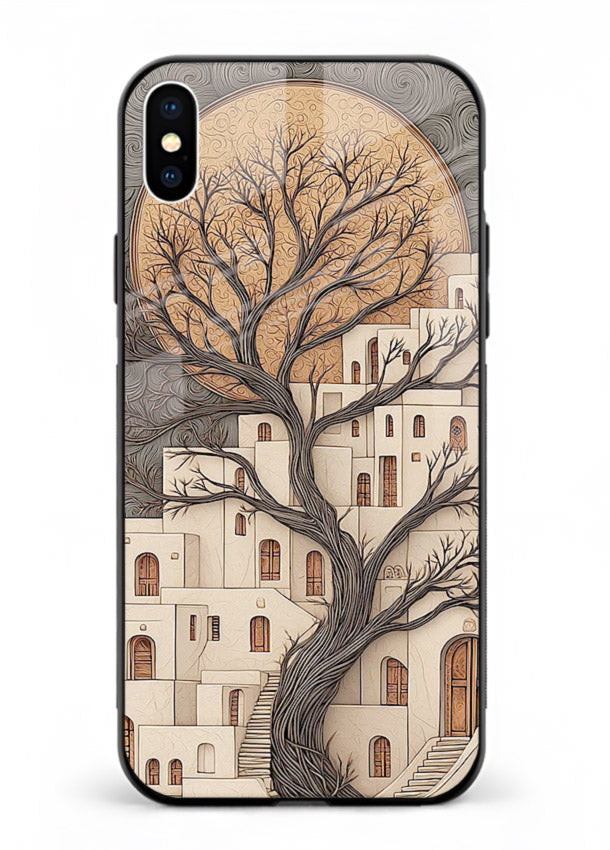 Ancient Moon Village glowing moon village artwork iphone xs max glass back cover