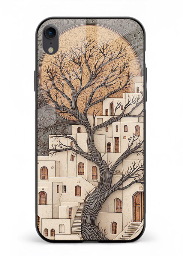 Ancient Moon Village glowing moon village artwork iphone xr glass back cover
