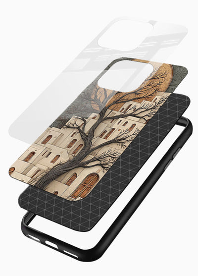 Ancient Moon Village glowing moon village artwork glossy vibrant premium glass back cover - Angle Layers