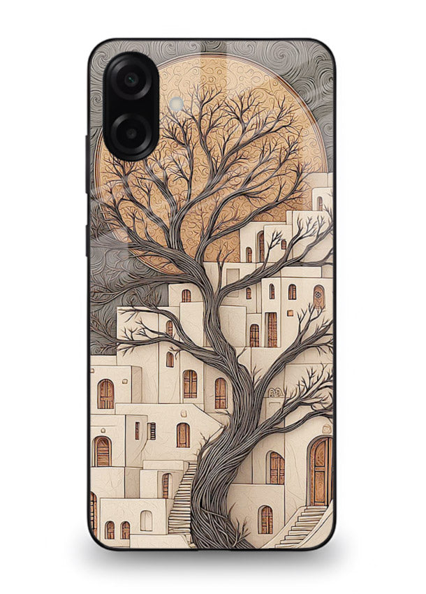 Ancient Moon Village glowing moon village artwork Samsung A06 5G glass back cover