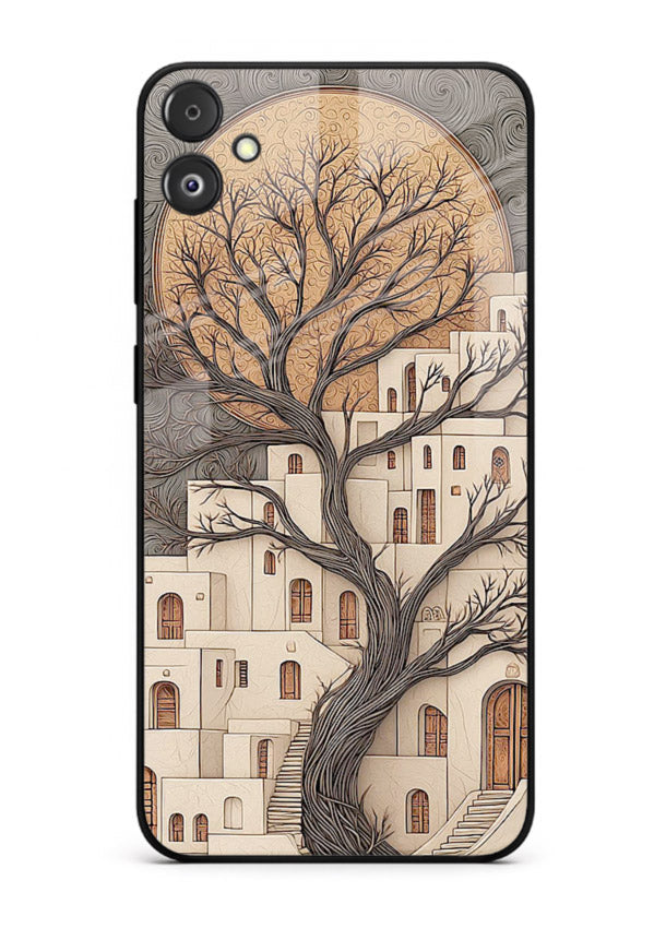 Ancient Moon Village glowing moon village artwork Samsung F05 5G glass back cover