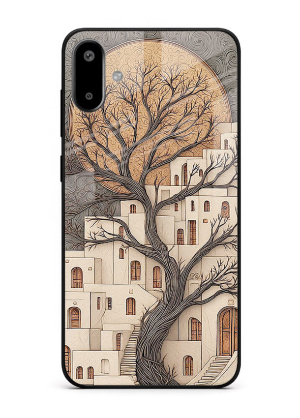 Ancient Moon Village glowing moon village artwork Samsung F06 5G glass back cover