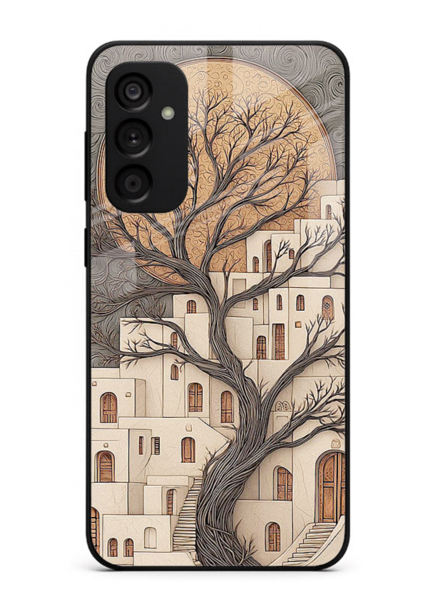 Ancient Moon Village glowing moon village artwork Samsung M14 4G glass back cover
