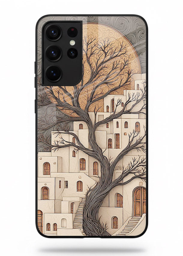Ancient Moon Village glowing moon village artwork Samsung S21 Ultra glass back cover