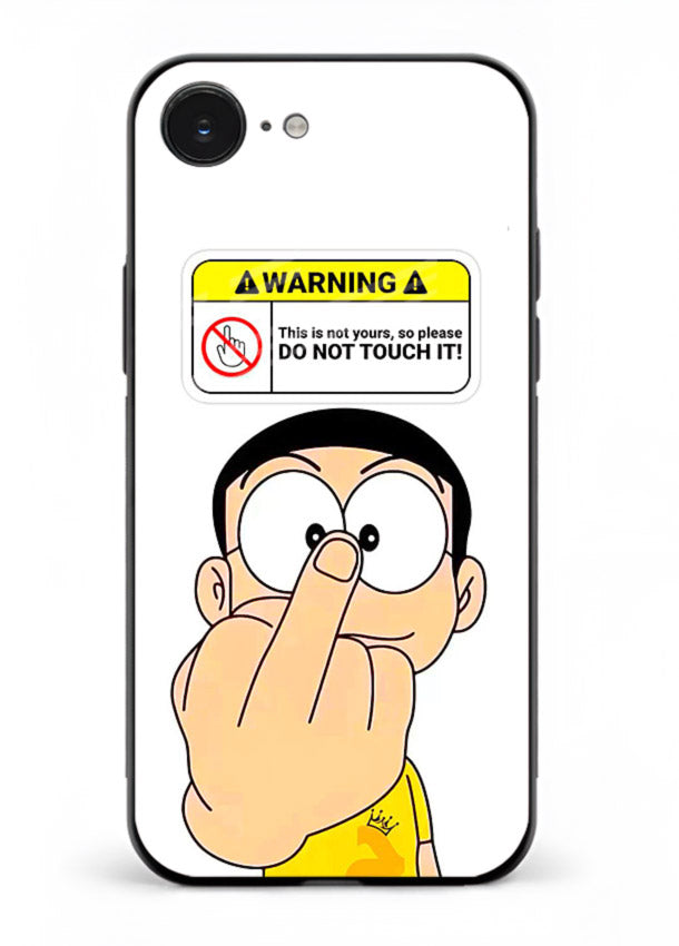 Angry Cartoon Warning cartoon artwork iphone 16e glass back cover