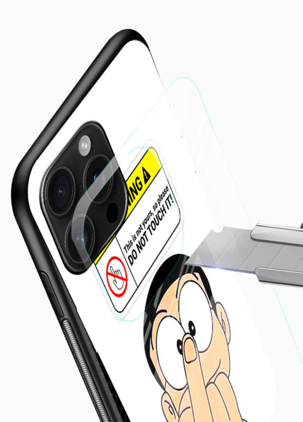 Angry Cartoon Warning cartoon artwork glossy vibrant premium glass back cover - Angle Blade