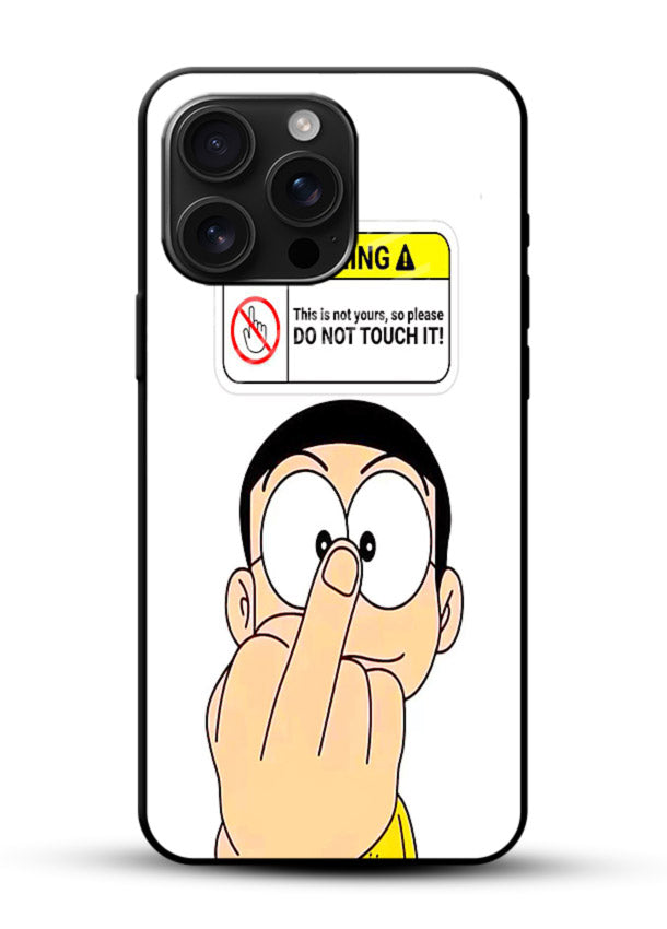 Angry Cartoon Warning cartoon artwork glossy vibrant premium glass back cover - Angle Front