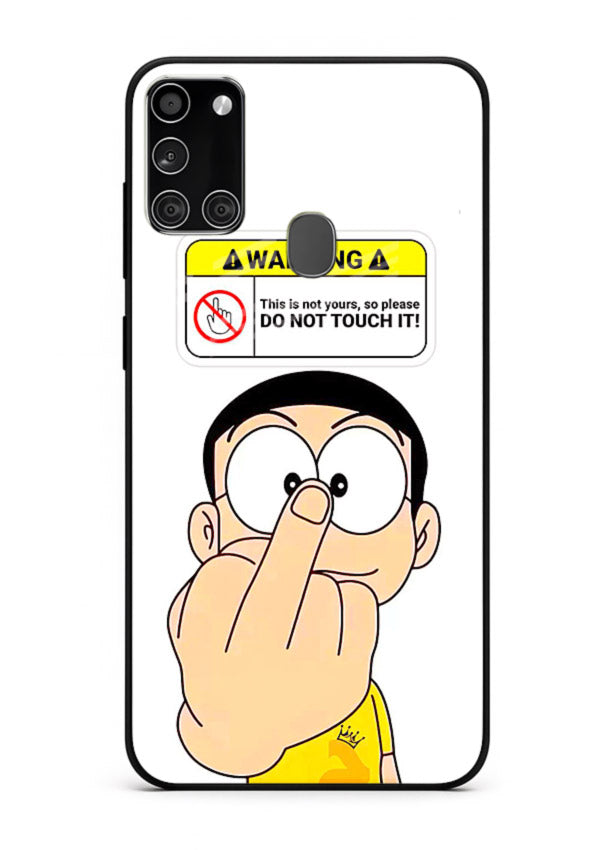 Angry Cartoon Warning cartoon artwork Samsung A21s glass back cover