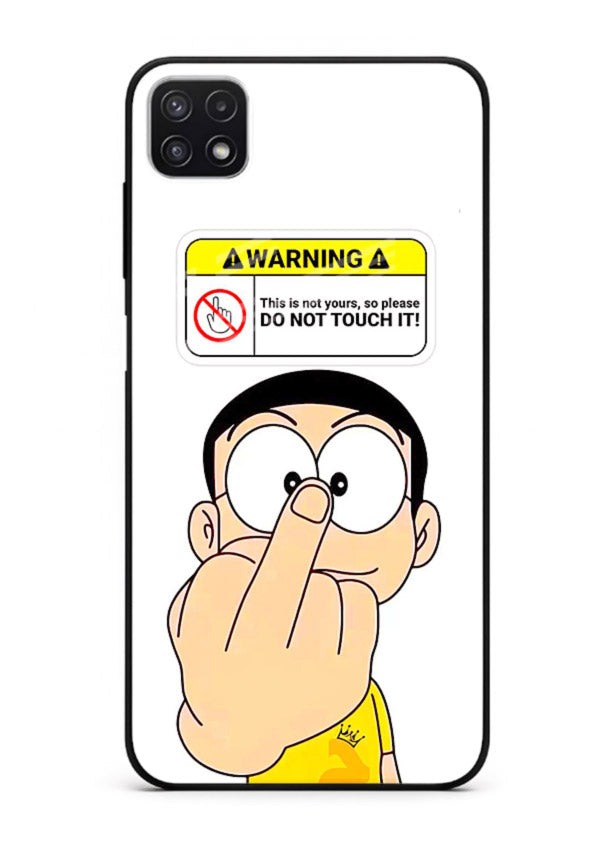 Angry Cartoon Warning cartoon artwork Samsung A22 5G glass back cover