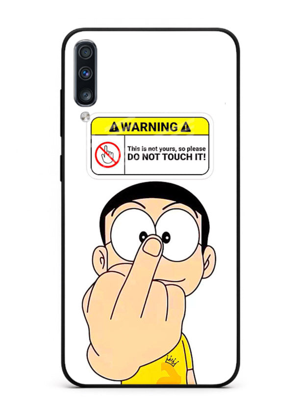 Angry Cartoon Warning cartoon artwork Samsung A70 glass back cover