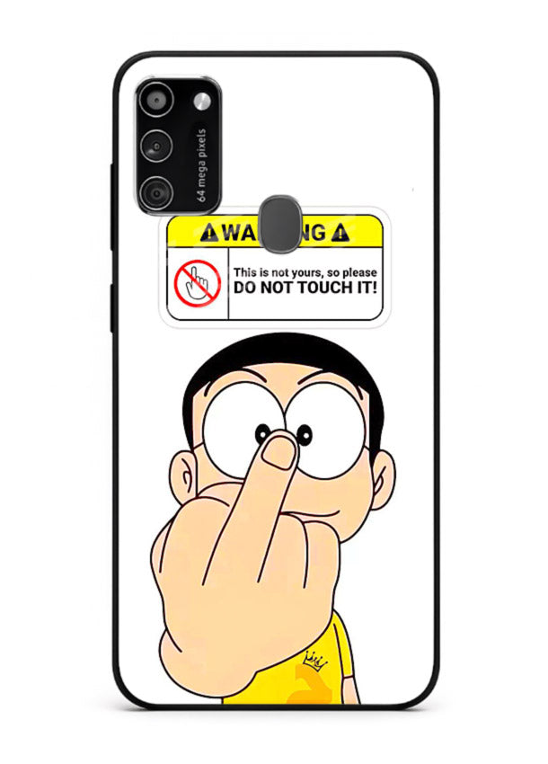 Angry Cartoon Warning cartoon artwork Samsung M30s glass back cover