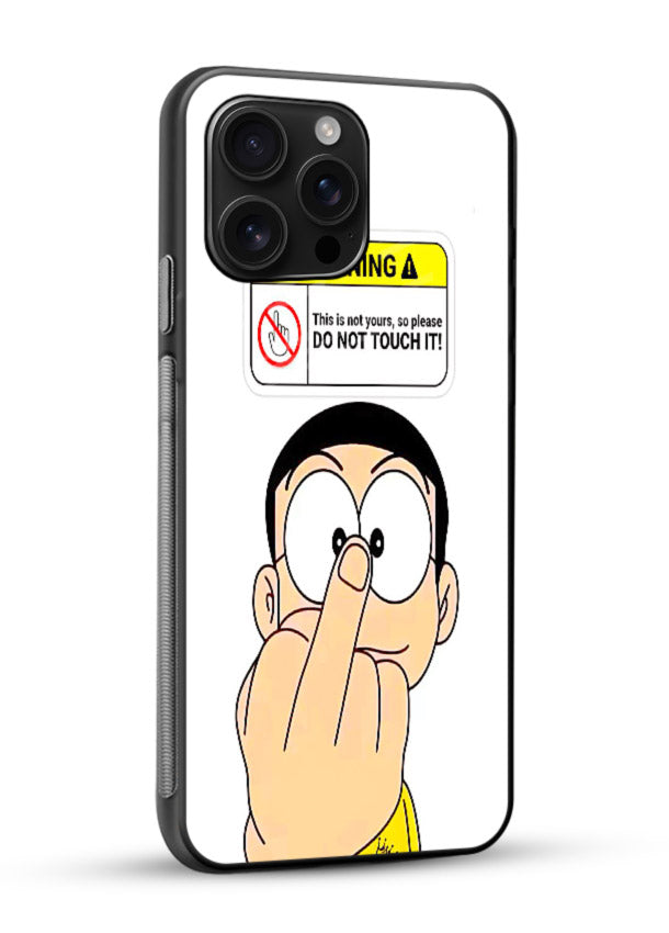 Angry Cartoon Warning cartoon artwork glossy vibrant premium glass back cover - Angle Side