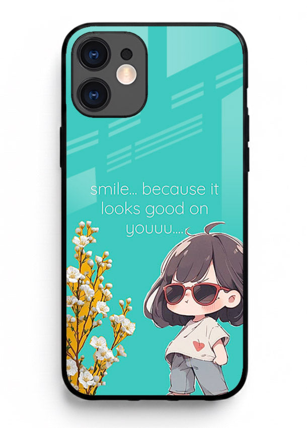 Anime Girl Wink kawaii illustration iphone 12 mini glass back cover