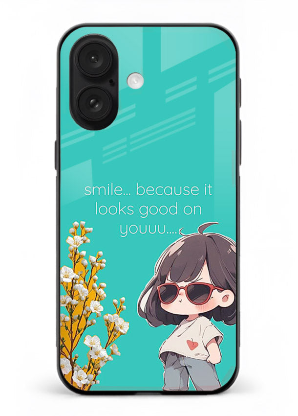 Anime Girl Wink kawaii illustration iphone 17 glass back cover