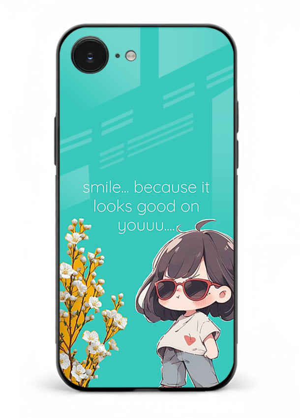 Anime Girl Wink kawaii illustration iphone 16e glass back cover
