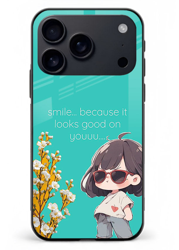 Anime Girl Wink kawaii illustration iphone 18 pro max glass back cover