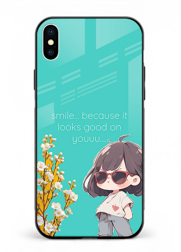 Anime Girl Wink kawaii illustration iphone xs max glass back cover