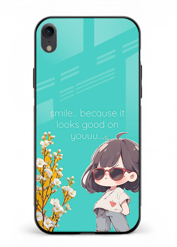 Anime Girl Wink kawaii illustration iphone xr glass back cover