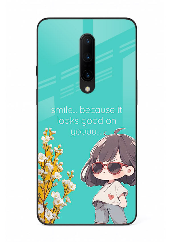 Anime Girl Wink kawaii illustration OnePlus 8 glass back cover