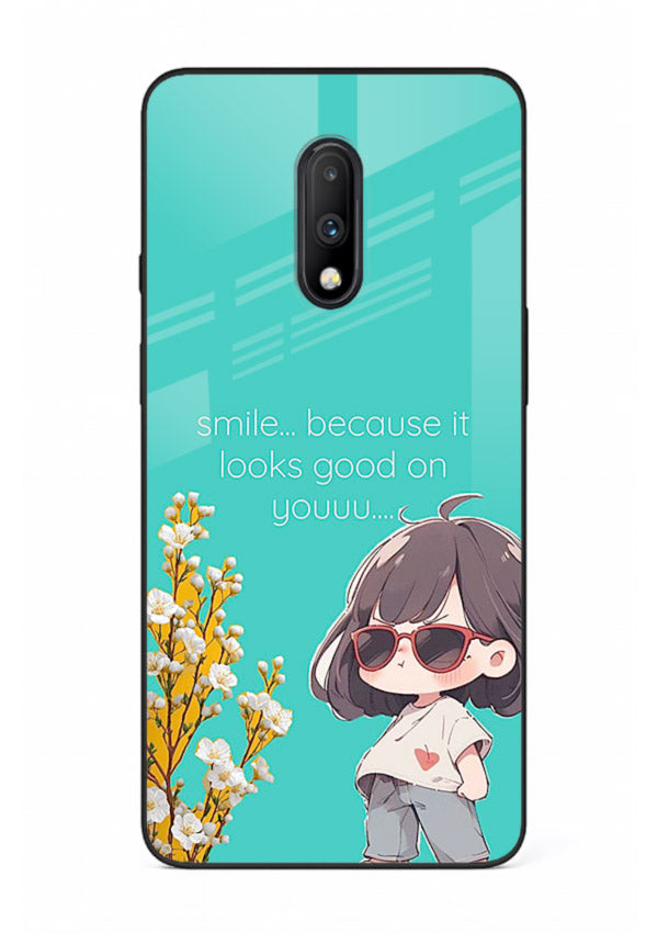 Anime Girl Wink kawaii illustration OnePlus 7 glass back cover