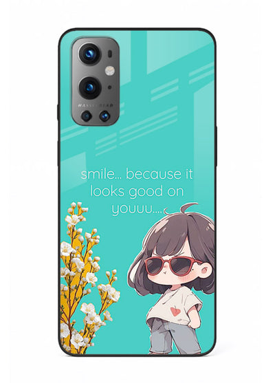 Anime Girl Wink kawaii illustration OnePlus 9 glass back cover
