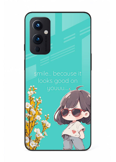 Anime Girl Wink kawaii illustration OnePlus 9 Pro glass back cover