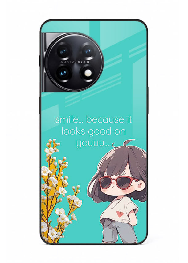 Anime Girl Wink kawaii illustration OnePlus 11R glass back cover