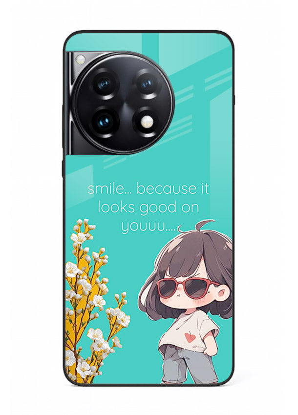 Anime Girl Wink kawaii illustration OnePlus 12R glass back cover