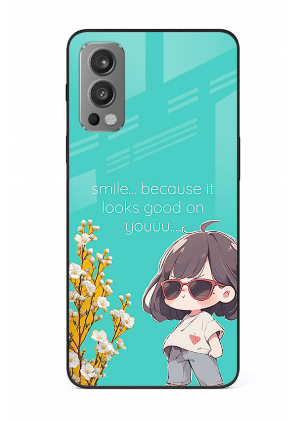 Anime Girl Wink kawaii illustration OnePlus Nord 2 glass back cover