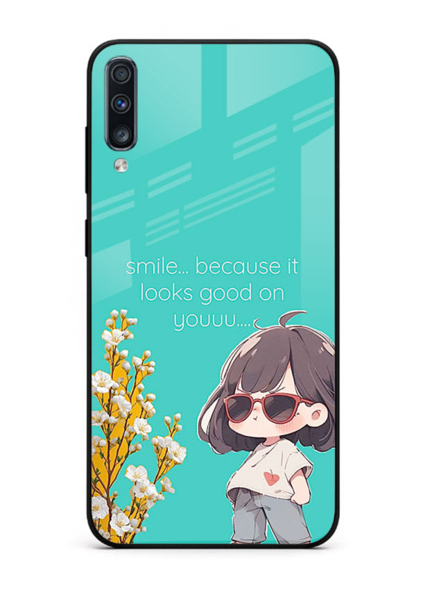 Anime Girl Wink kawaii illustration Samsung A70 glass back cover