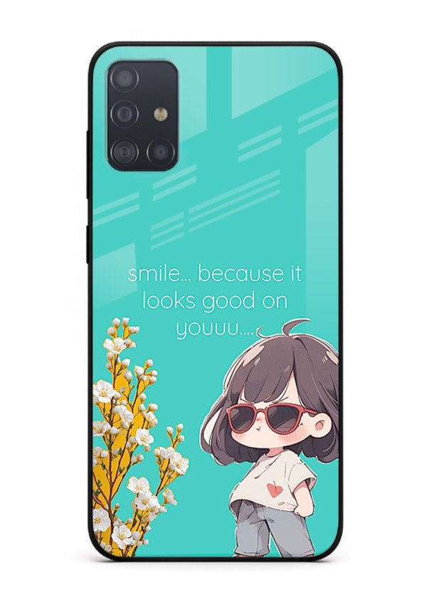 Anime Girl Wink kawaii illustration Samsung A71 glass back cover