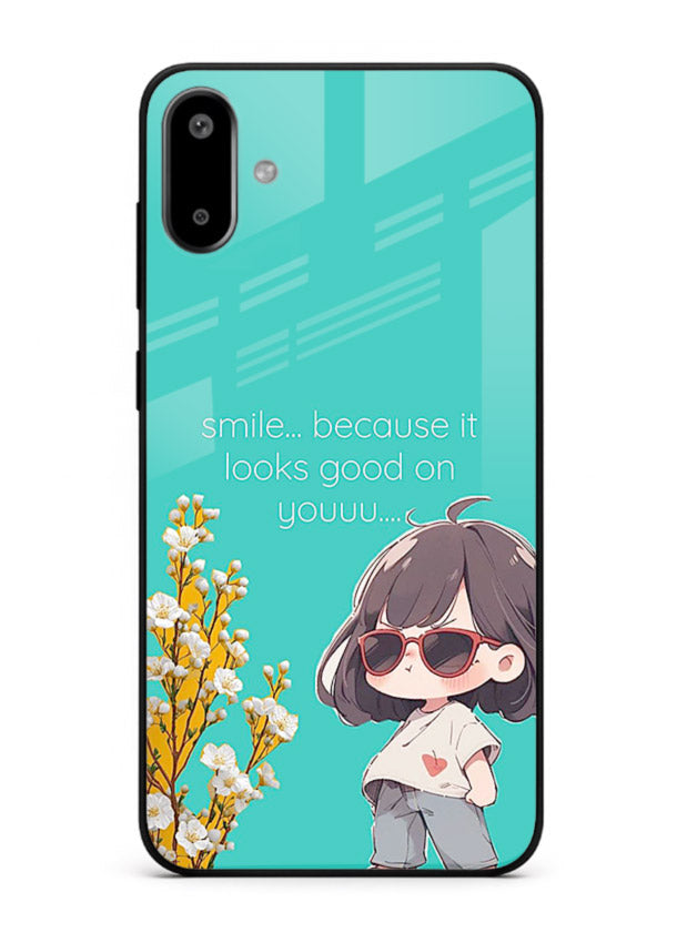 Anime Girl Wink kawaii illustration Samsung F06 5G glass back cover