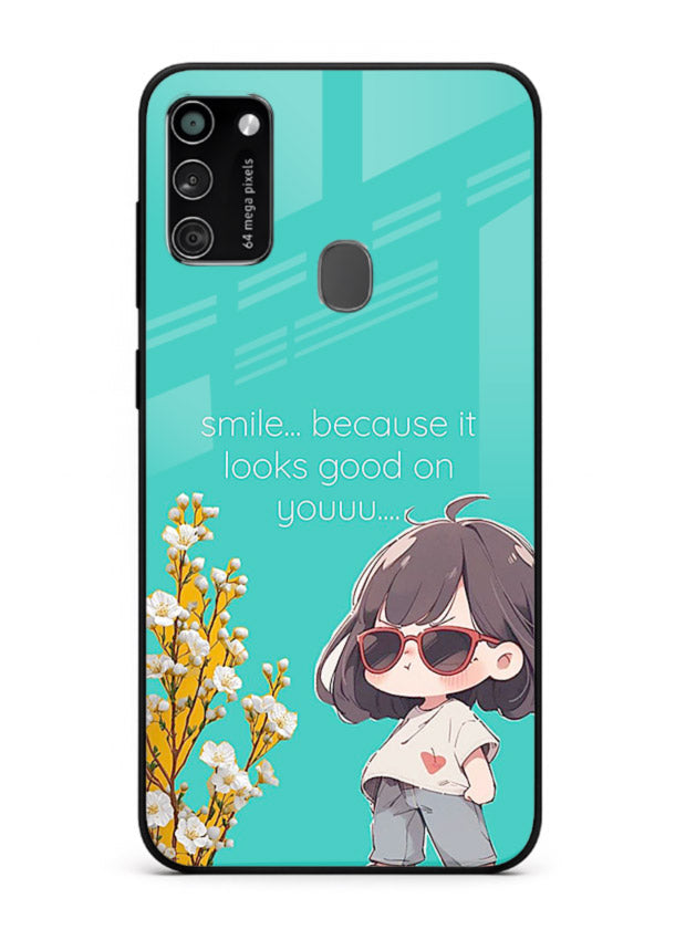 Anime Girl Wink kawaii illustration Samsung M21 glass back cover