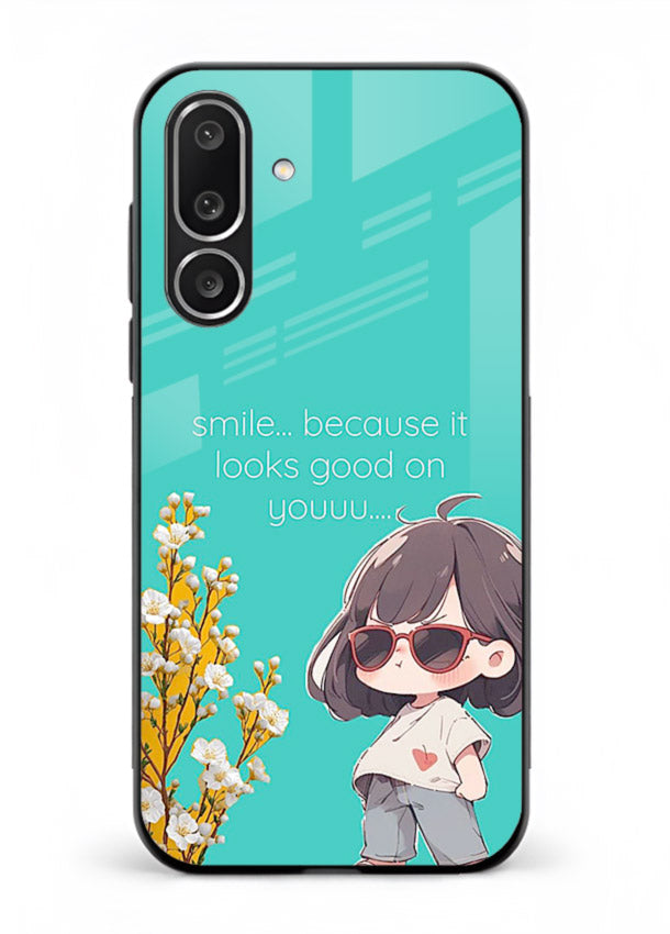 Anime Girl Wink kawaii illustration Samsung F56 5G glass back cover