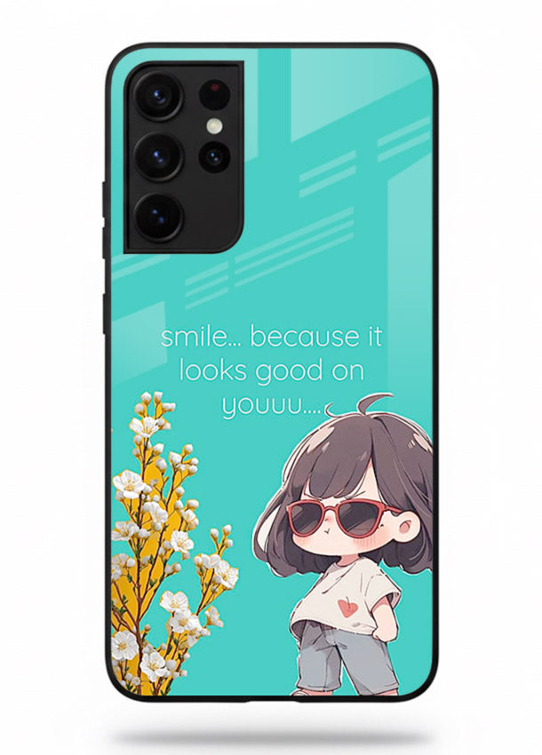 Anime Girl Wink kawaii illustration Samsung S21 Ultra glass back cover