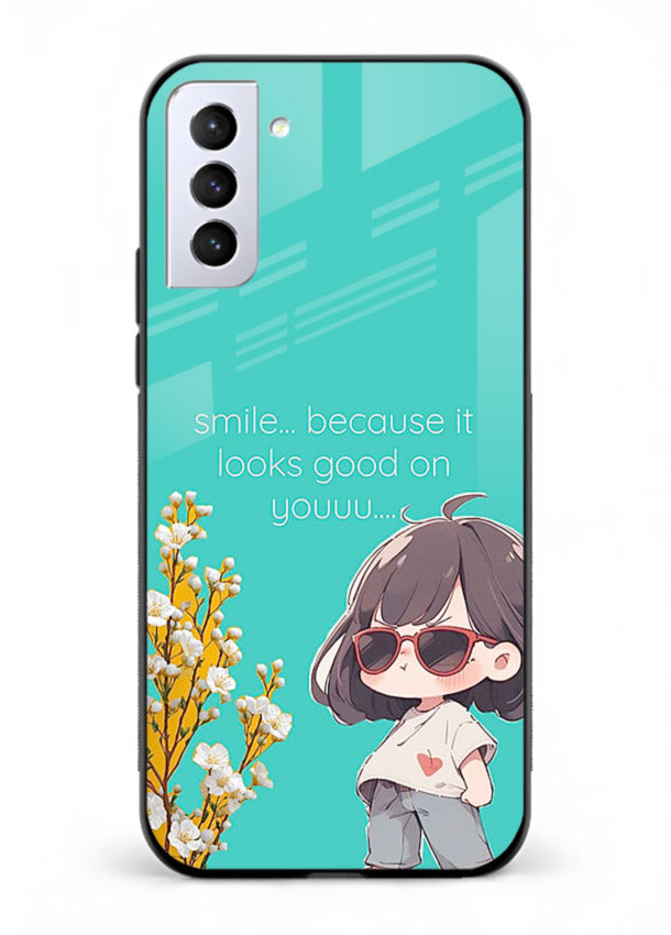 Anime Girl Wink kawaii illustration Samsung S21 Plus glass back cover