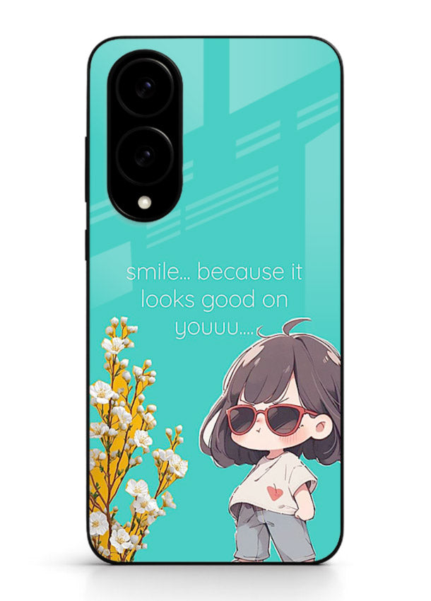 Anime Girl Wink kawaii illustration Samsung S25 Edge glass back cover