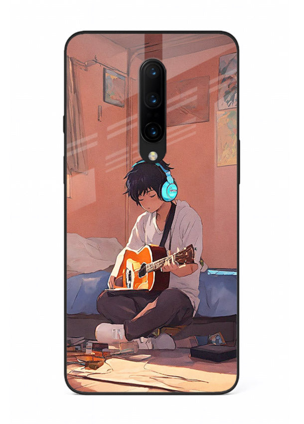 anime guitar room aesthetic art OnePlus 7 Pro glass cover cozy warm anime scene case