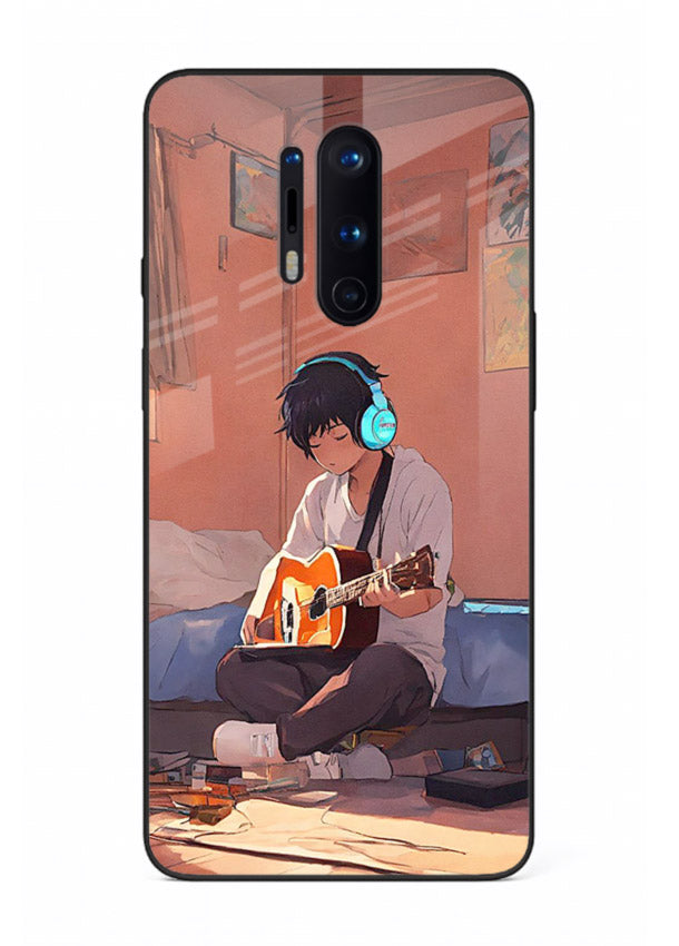 anime guitar room aesthetic art OnePlus 8 Pro glass cover cozy warm anime scene case