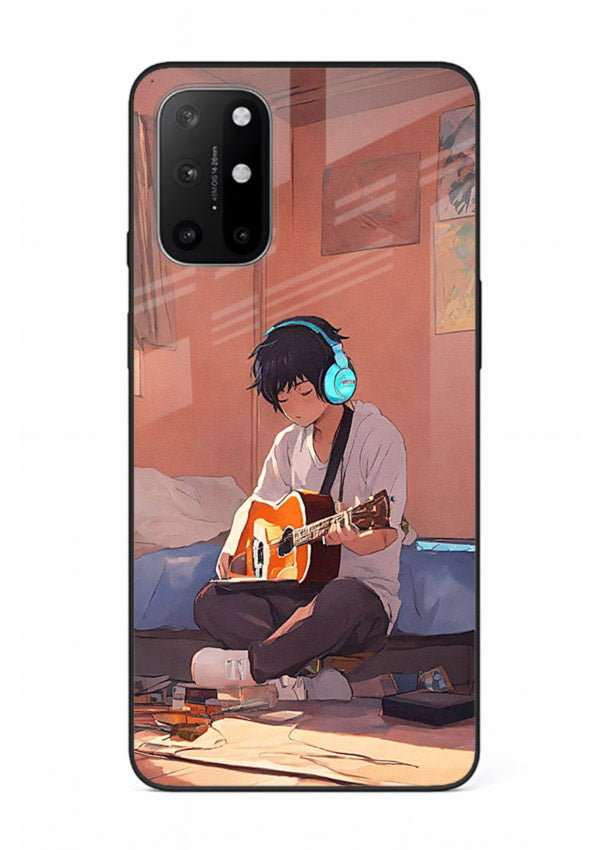 anime guitar room aesthetic art OnePlus 8T glass cover cozy warm anime scene case