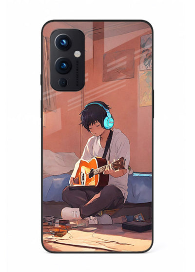 anime guitar room aesthetic art OnePlus 9 Pro glass cover cozy warm anime scene case