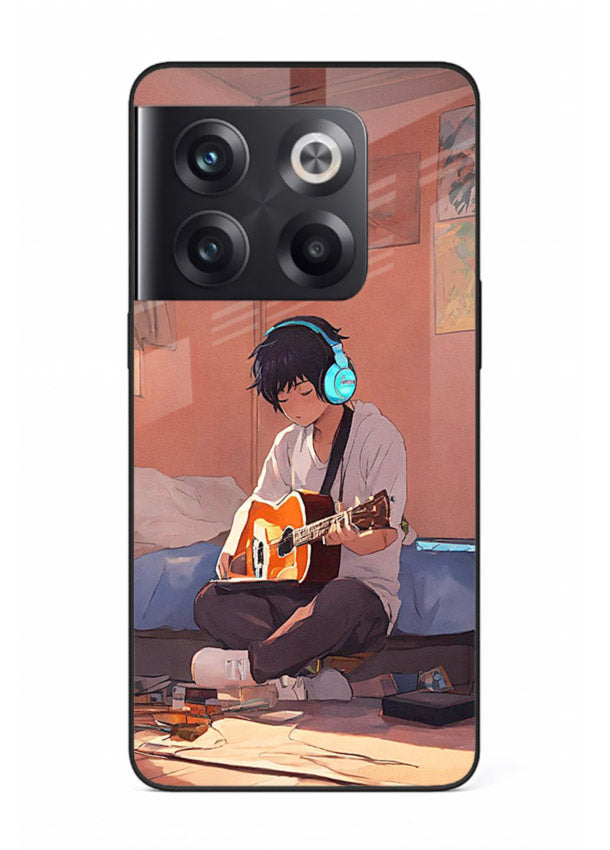 anime guitar room aesthetic art OnePlus 10T glass cover cozy warm anime scene case