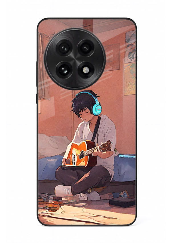 anime guitar room aesthetic art OnePlus 13R glass cover cozy warm anime scene case
