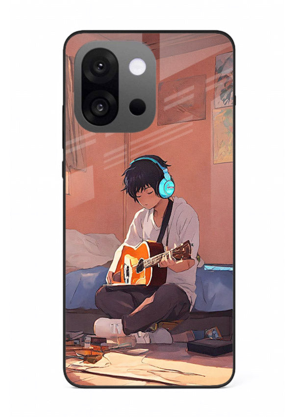 anime guitar room aesthetic art OnePlus 13s glass cover cozy warm anime scene case