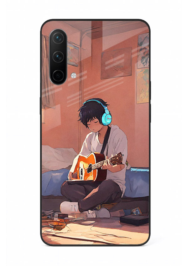 anime guitar room aesthetic art OnePlus Nord CE 5G glass cover cozy warm anime scene case