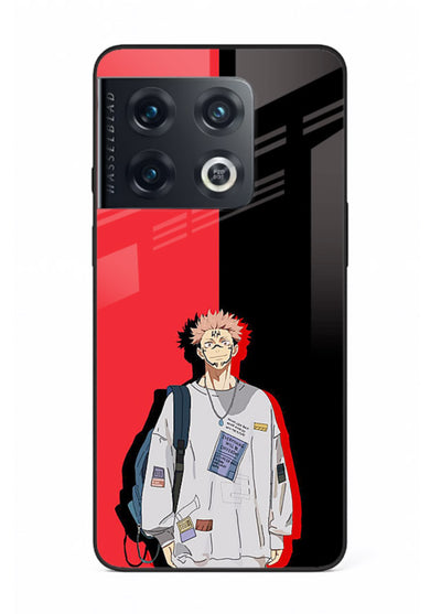 anime red black split art OnePlus 10 Pro glass cover stylish edgy character case