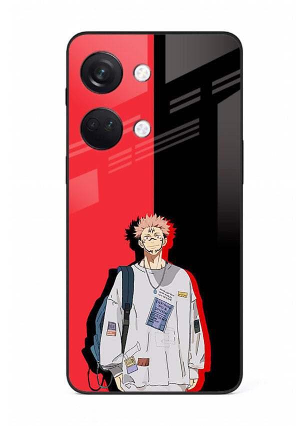 anime red black split art OnePlus Nord 3 glass cover stylish edgy character case