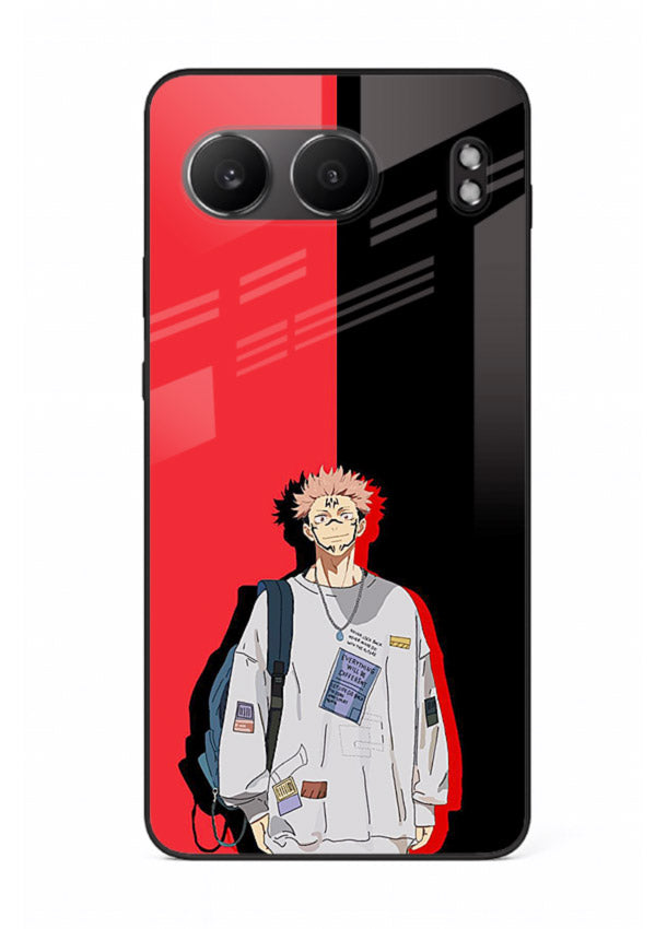 anime red black split art OnePlus Nord 4 glass cover stylish edgy character case