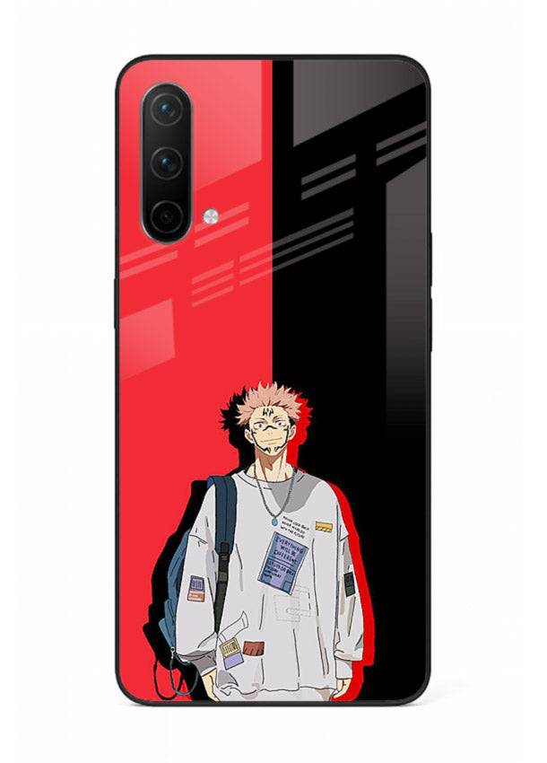 anime red black split art OnePlus Nord CE 5G glass cover stylish edgy character case