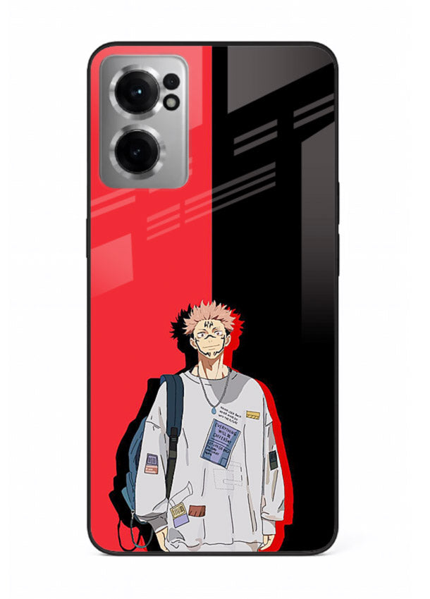 anime red black split art OnePlus Nord CE2 5G glass cover stylish edgy character case